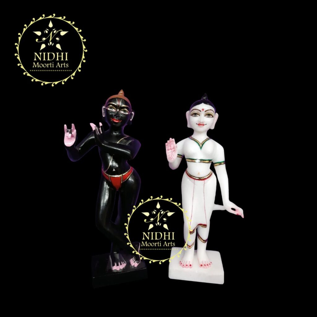 white marble iskcon radha krishna idol